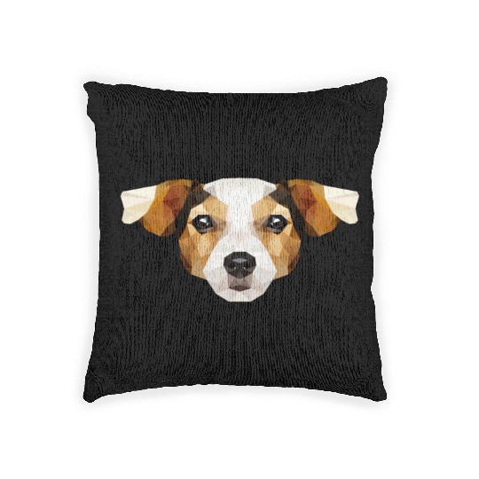Polygon Dog | Puppy Head | Low Poly God Geometric Woven Pillows