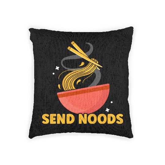 Send Noods Funny Ramen Noodle Lover Food Pun Woven Pillows