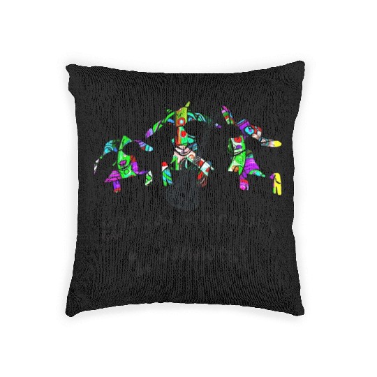 Hippie Goats playing guitar remembering Woodstock Woven Pillows