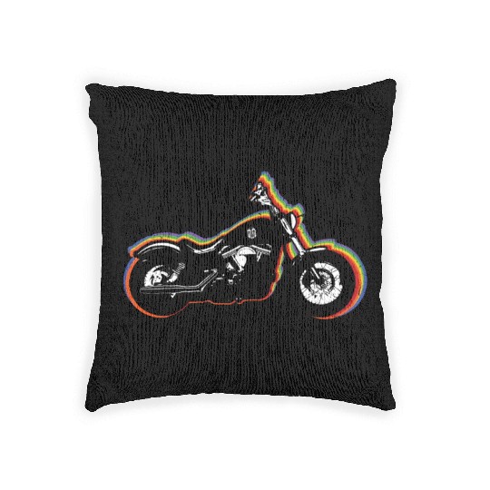Motorcycle Gay LGBTQ Rainbow LGBT Pride Month Woven Pillows