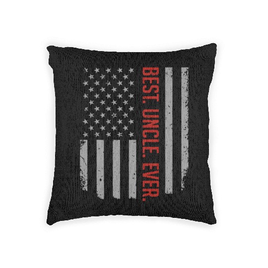 Mens Best Uncle Ever US American Flag Gift For Fat Woven Pillows