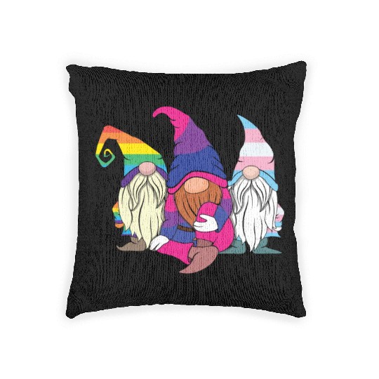 Gnomes Elf LGBTQ Rainbow LGBT Pride Month Woven Pillows