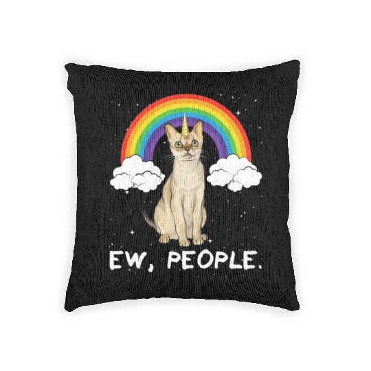 Rainbow Singapura Ew People Unicorn Cat Woven Pillows