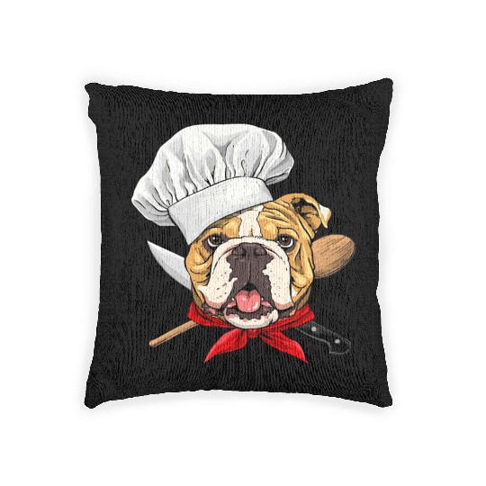 American Bulldog Chef Dog Cooking Baking Lover 480 Woven Pillows