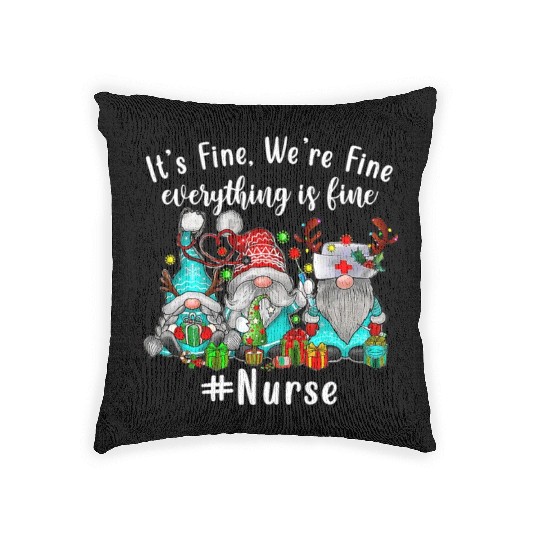 Gnome Its Fine Im Fine Everything Is Fine Xmas Woven Pillows