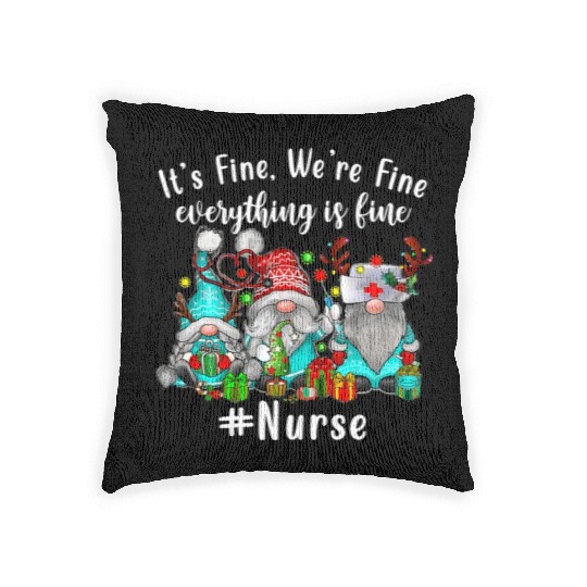 Gnome Its Fine Im Fine Everything Is Fine Xmas Woven Pillows