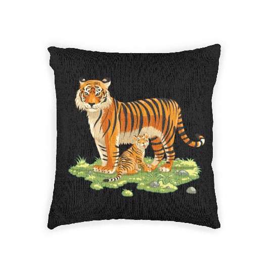 Mother And Son Tiger Woven Pillows