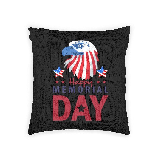 Happy Memorial Day Veterans Brave US Eagle Stars Woven Pillows