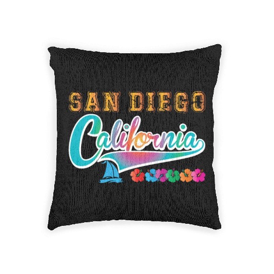 San Diego Vacation California Souvenir Beach Woven Pillows