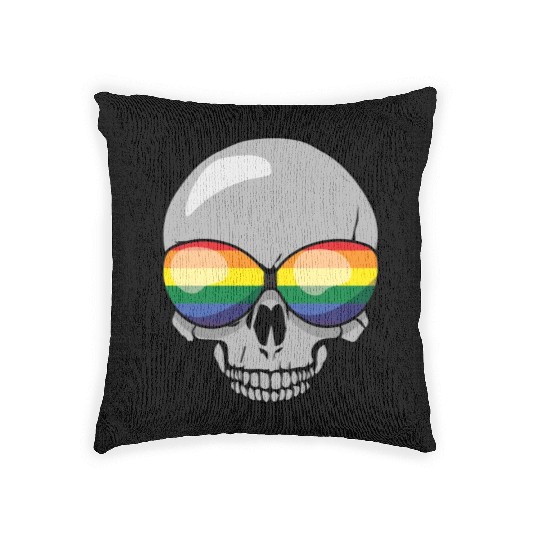 Skeleton Gay LGBTQ Rainbow LGBT Pride Month Woven Pillows