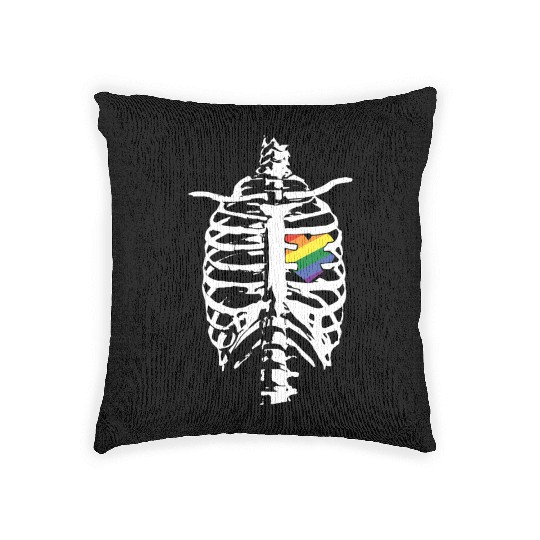 Skeleton Heart Gay LGBTQ Rainbow LGBT Pride Month Woven Pillows