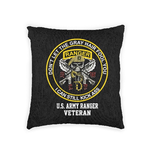 Funny Retired US Army Ranger Veteran USA Military Woven Pillows