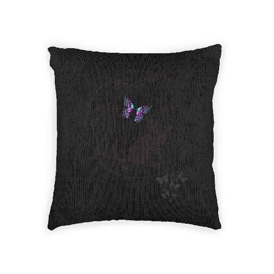 Decorative Black Cat Silhouette With Butterflies Woven Pillows