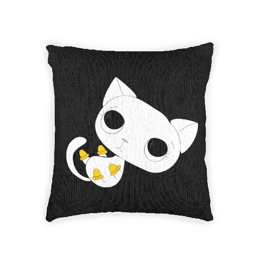 black white kittens 04 Woven Pillows