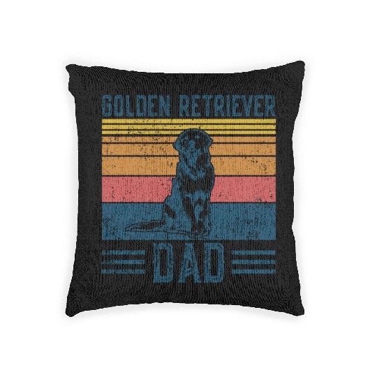 Dog Golden Dad Vintage Golden Retriever Dad Woven Pillows
