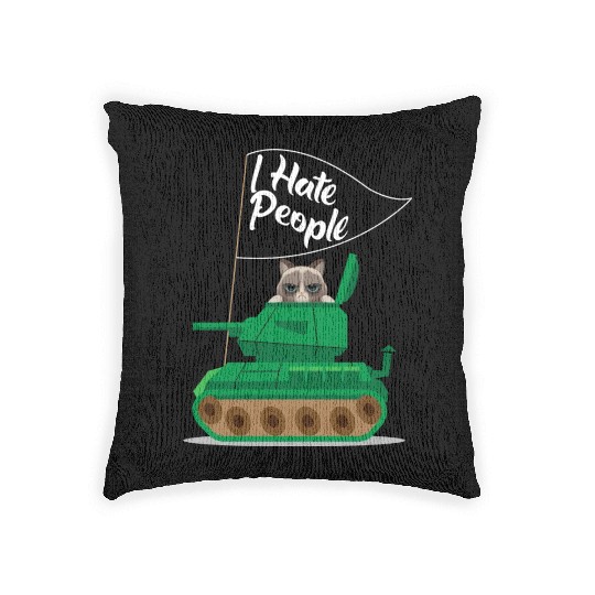 I Hate People Cat Tank Funny I Hate People Woven Pillows