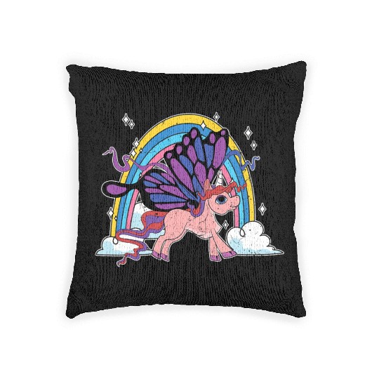 Rainbow Animal Lover Insect Butterfly Fa Woven Pillows