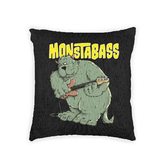 Monster Bass Guitar Player Woven Pillows