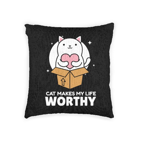 Cats Make My Life Worth It Cute Cat Lover Woven Pillows