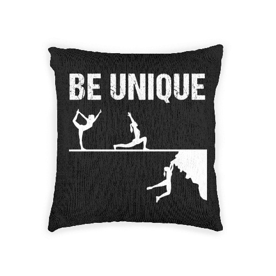 Be Unique Rock Climbing Girl Motivational Design Woven Pillows