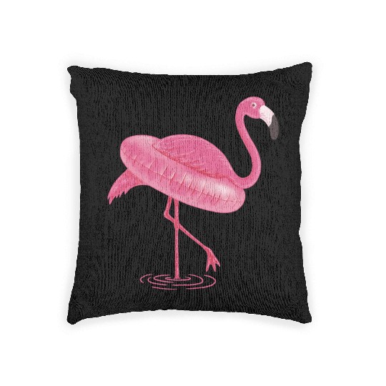 Flamingo Swimming Circle Woven Pillows