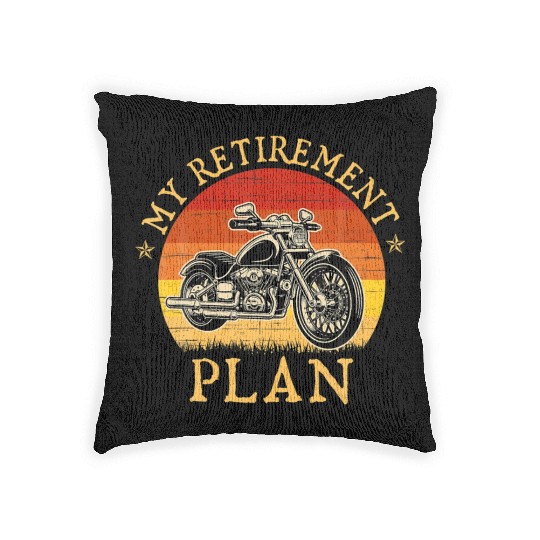My Retirement Plan Motorbike Biker Motorcycle Woven Pillows