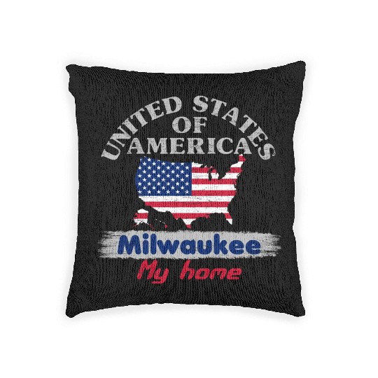 United States of America - Milwaukee my home - USA Woven Pillows