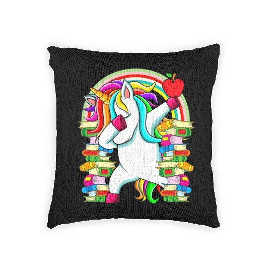 Womens Reading Teacher Dabbing Unicorn Elementary Woven Pillows