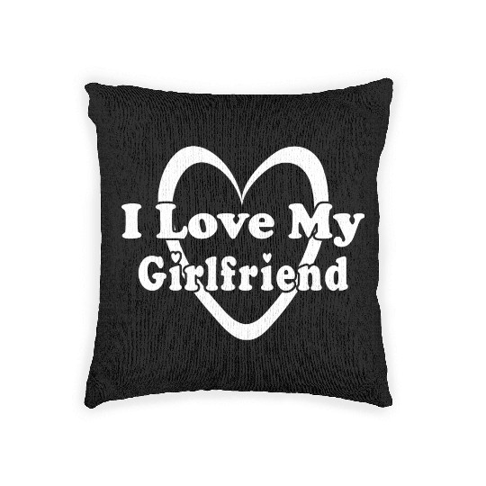 I love my girlfriend Woven Pillows