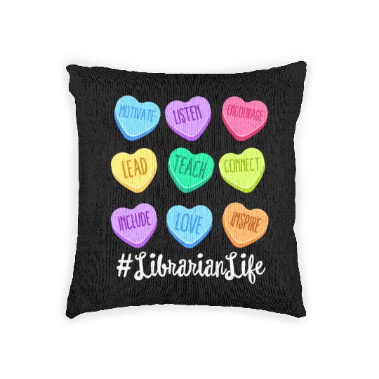 Librarian Life Teacher Valentines Day Pastel Candy Woven Pillows