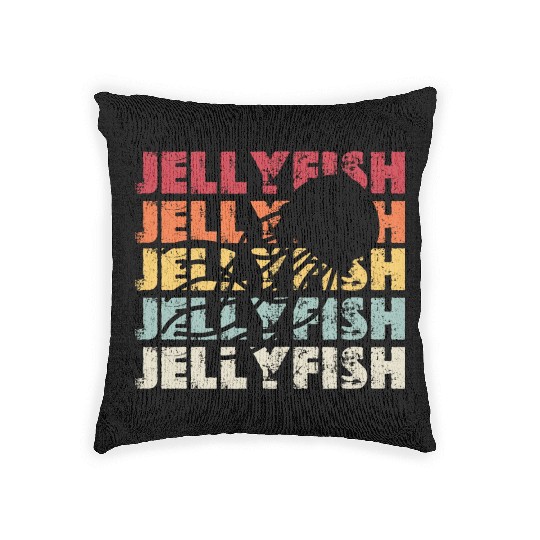Retro Jellyfish Silhouette Men Women Ocean Lover Woven Pillows