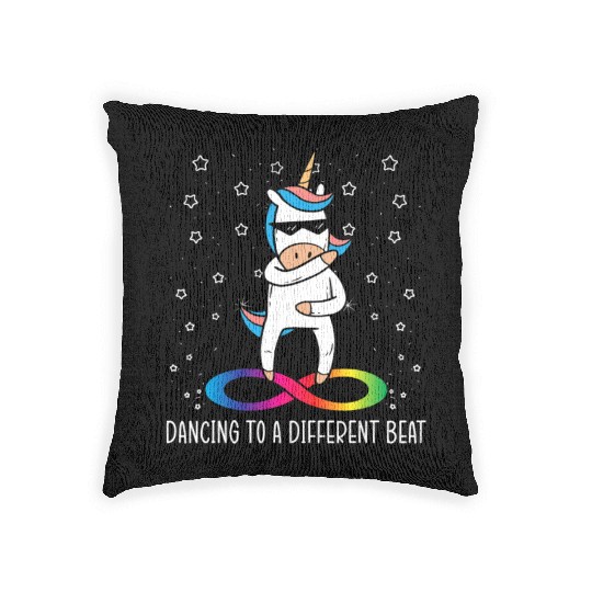 Dancing To A Different Beat Neurodiversity Unicorn Woven Pillows