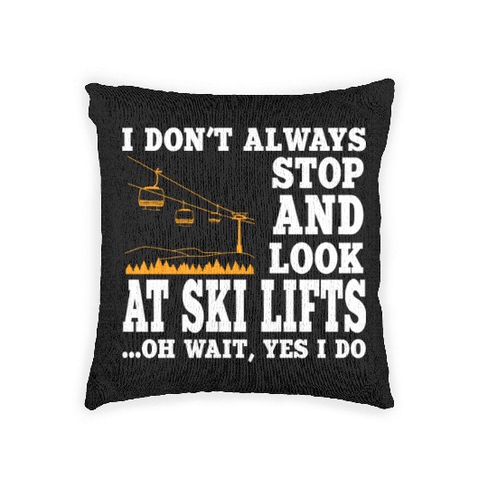 Funny Ski Lift Lover Outfit Skiing Woven Pillows