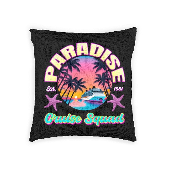 Paradise Cruise Squad: 80's Miami Cruise Ship Woven Pillows