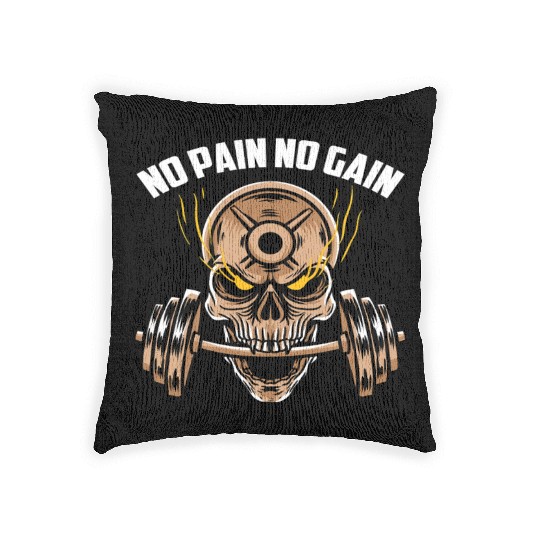 No Pain No Gain Exercise Workout Motto Gym Rat Gym Woven Pillows