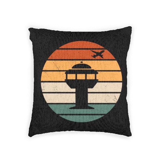 Retro Air Traffic Control Tower Woven Pillows
