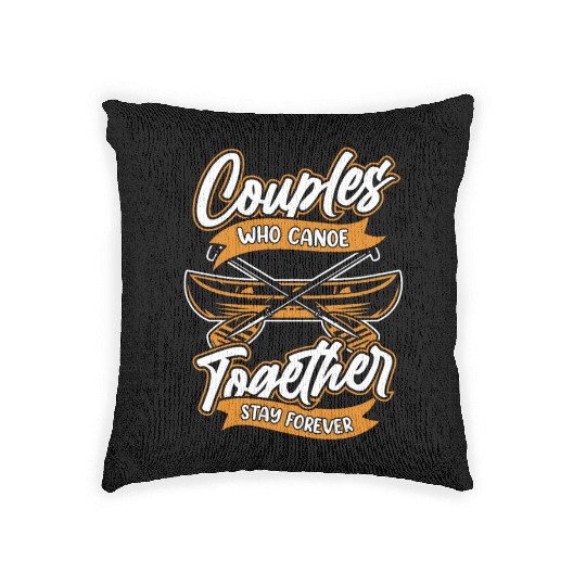 Canoe Canoeing Canoeist Couple Woven Pillows