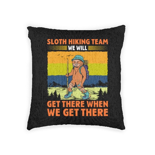 Sloth Hiking Team Wanderlust funny Mountaineer Woven Pillows