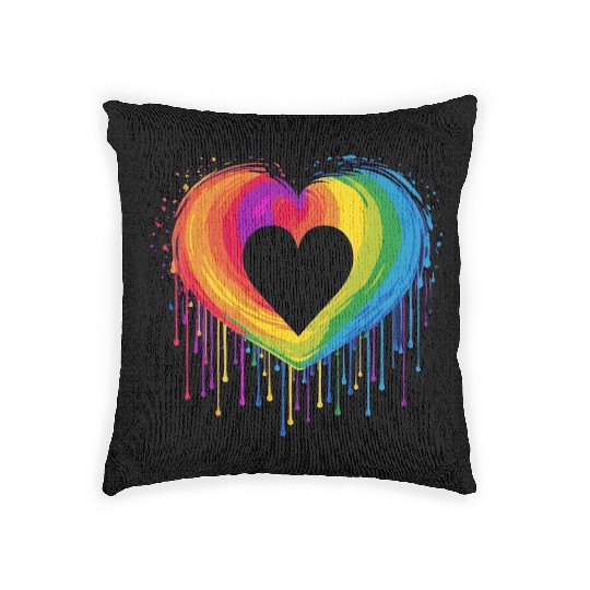 United Love: LGBT Rainbow Heart, Supporting All Woven Pillows