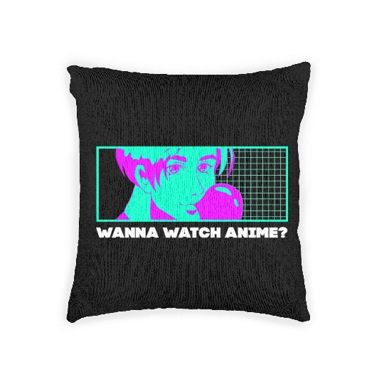 Wanna Watch Anime Kawaii Japanese Cute Japan Anime Woven Pillows