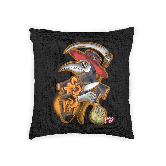 plague doctor Woven Pillows