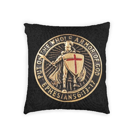 Armor Of God Christian Knight Woven Pillows