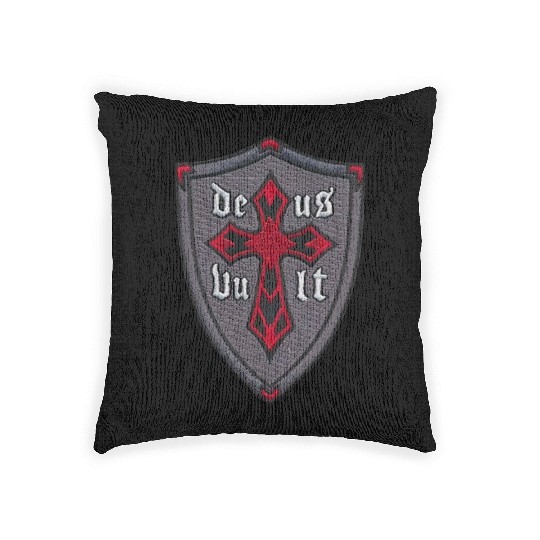 Deus Vult Cross on Shield Woven Pillows