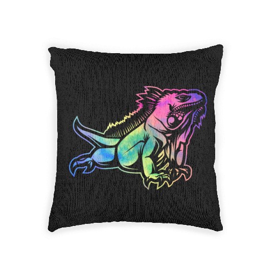 Colorful Lizard Iguana Reptile Lover Woven Pillows