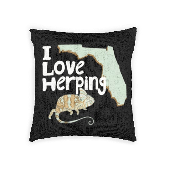Florida Chameleon I Love Herping Woven Pillows