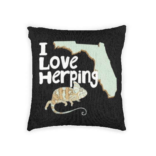 Florida Chameleon I Love Herping Woven Pillows