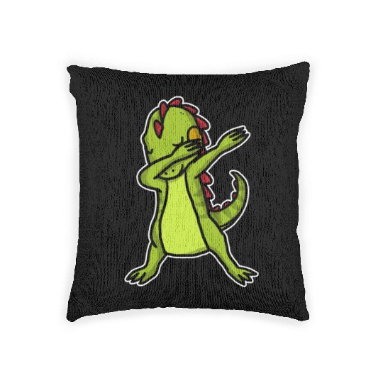 Funny Dabbing Iguana Dab Dance Reptile Lover Woven Pillows