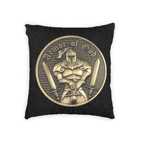 Armor of god christian knight Woven Pillows