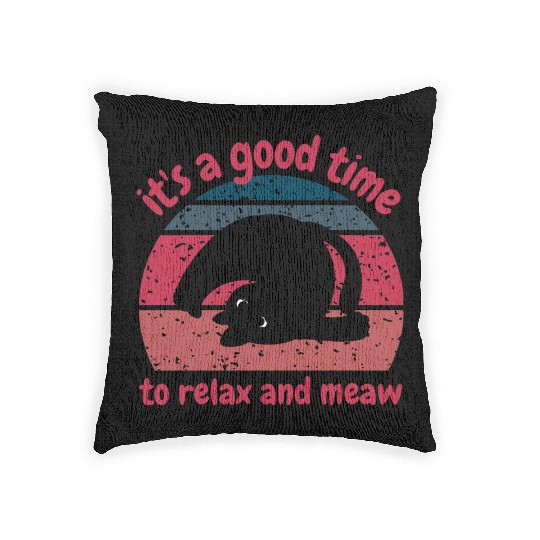 It's a good time to relax and meow Woven Pillows