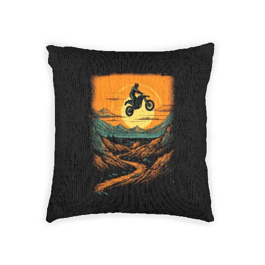 Dirt Bike Mountain Dirt Biking Motocross Biker Woven Pillows